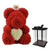 Hot Sale Handmade Rose Teddy Bear With Crown Preserved Artificial Flower Rose Teddy Bear With Gift Box For Valentine Gifts