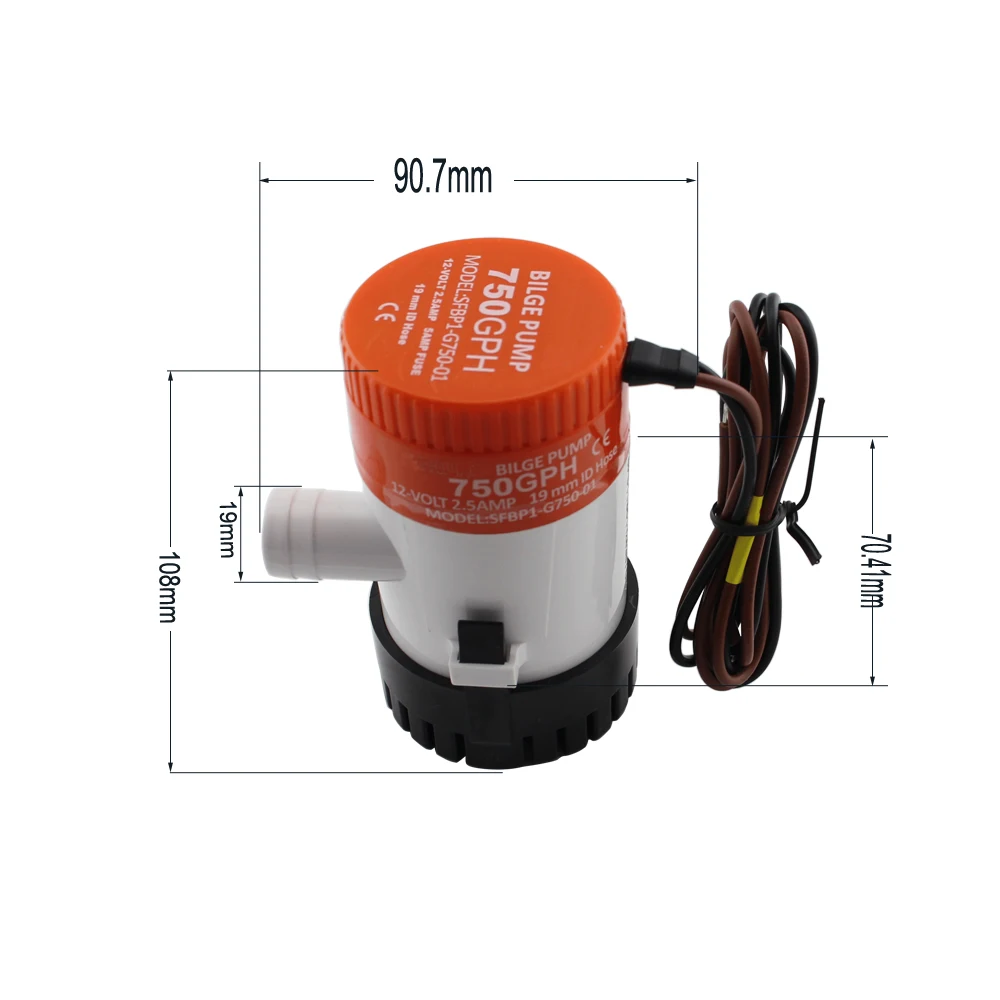 12v 750gph Electric Auto Submersible Lifeboat Marine Bilge Pump For