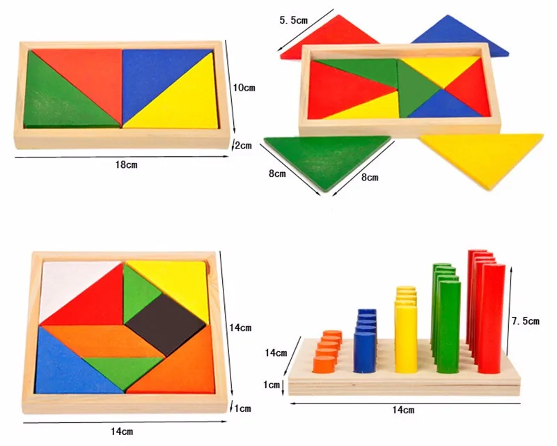 early educational toy montessori with 14pcs wooden geometry