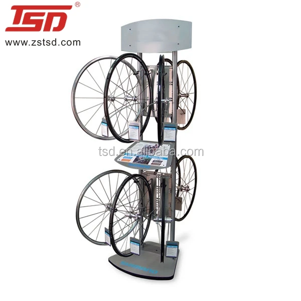 Custom Hot Floor Standing Metal Bike Alloy Wheel Rim Display Stands