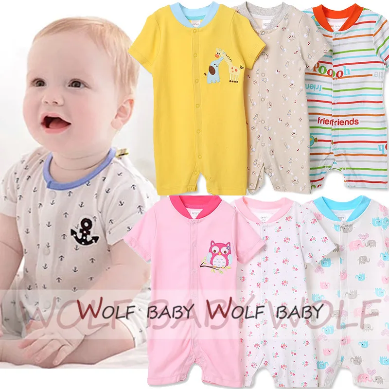 Retail 3pcs lot 0 24months short Sleeved Baby Infant romper cartoon for boys girls jumpsuits Clothing