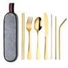 Travel Utensil Set 8 Pieces Include Knife Fork Spoon Chopsticks Straws and Carry Case Portable Silverware Set Camping Flatware