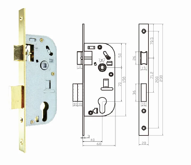 North Africa 70mm Center-to-center 40mm Backset Euro Profile Door