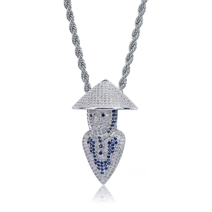 Cabeza de Medusa Chapado en Plata Colgante /& Cadena Hiphop Bling Bling CZ