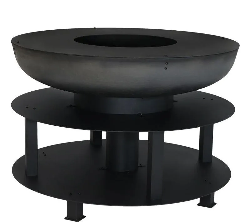 Fire Pit Bowl With Cooking Ledge And Wood Storage/ring Of Logs With Bbq