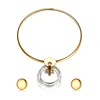 jewelry wholesale stainless steel chock necklace with round circle earring set
