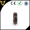 Hawaiian Jewelry Koa Wood Finger Ring, Dome 6mm Men's Black Titanium Ring with Koa Wood Laminate Inlay Comfort Fit Wedding Band