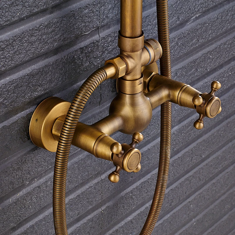 Antique Brass Bathroom Retro Rainfall Shower Set Faucet With Commodity