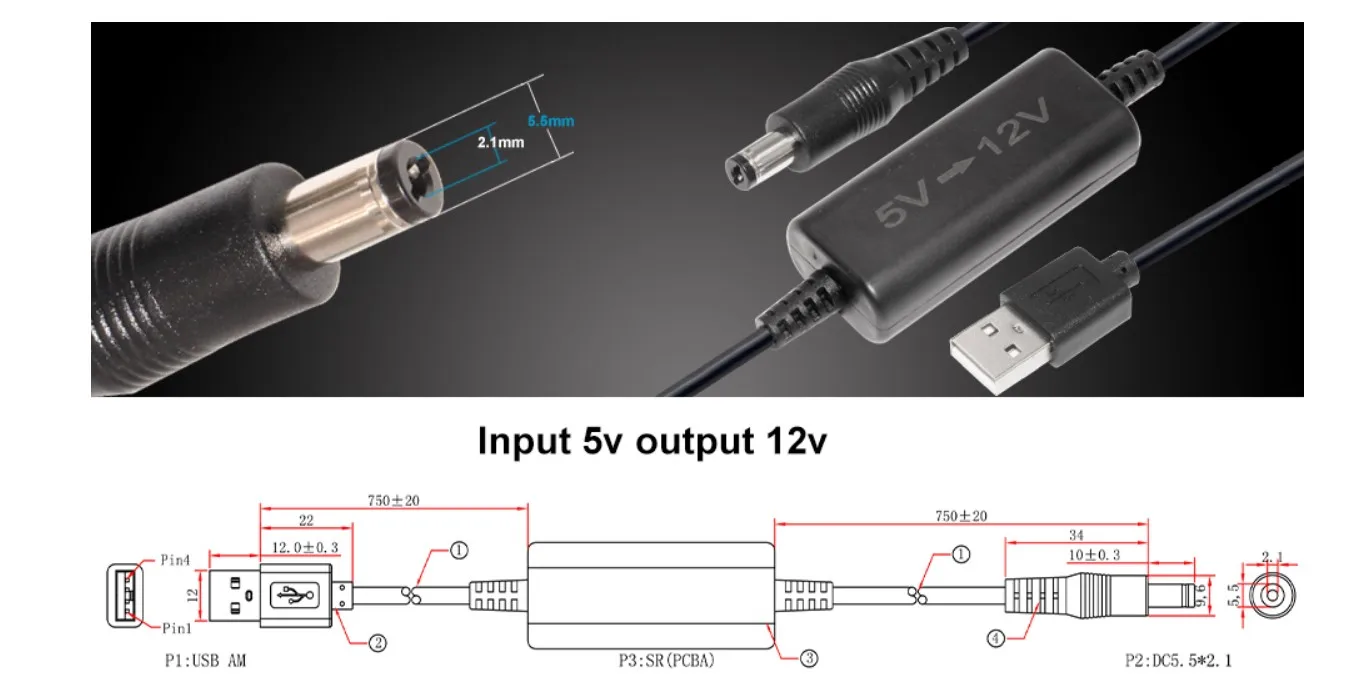 Usb dc 12v. Преобразователь 12 в 5 вольт USB. USB to DC 12v2a 5.5x2.1 кабель питания. DC Jack 5,5*2,5 USB Cable. Адаптер USB Type-c (папа)-DC 5,5x2,1 мм схема соединения.