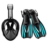 Wave silicone frameless 180 vision panoramic snorkel mask diving set