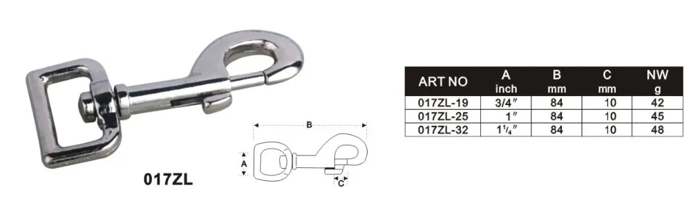 BT-017Z 1 Inch Zinc Alloy Eye Bolt Dog Leash Snap Swivel Snap Hook