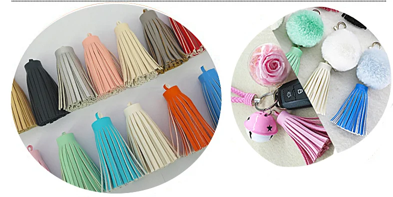 Yongze wholesale colorful small pu leather suede tassel with metal cap keychain for women bag  keyring bag charm