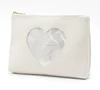 China factory small make-up travel custom eco-friendly wholesale cosmetic bag with clear heart shape pvc windows