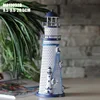 Birthday Decorative Handwork Metal Ocean Lighthouse Shape LED Lantern Candle Holder Candlestick LED Light Candle