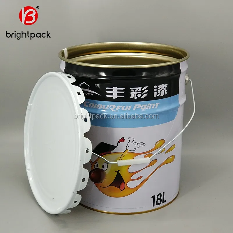 18 Liter Paint Empty Round Metal Tin Pail  Drum Barrel Pail Cans For 