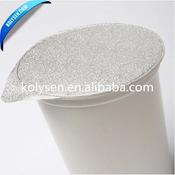 Printed embossed aluminum foil lids for plastic cups sealing