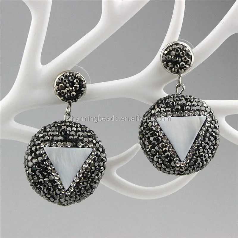 CH-ZSE0194 fashion stone diamond earring,wholesale gemstone jade stud earring,handmade pave crystal pearl stud earring jewelry