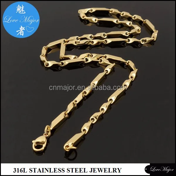 36" Gold Stainless Steel 4 mm Arrow Bullet Necklace Chain for Men's 