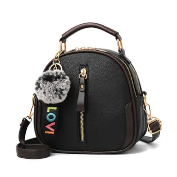 Women Handbags 2019 New Small Round Leather Bags Tote Fashion Color Mini Korean Messenger Shoulder Bag Zipper