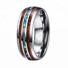 Hawaiian Koa Wood and Abalone Pau'a Shell Inlay Engagement Wedding Tungsten Carbide Ring For Men