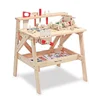 Funny baby playing tool toys solid wood project workbench play building set