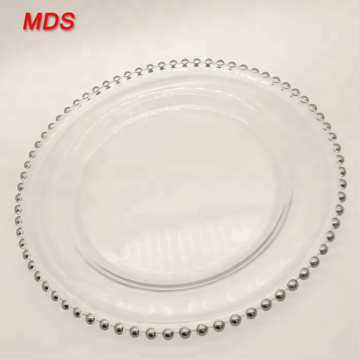 Bulk Silver Beaded Pearl Clear Glass Plate Banquet Charger Plate Buy Clear Glass Plate Silver