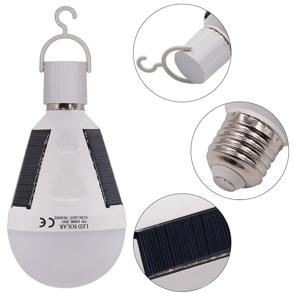Low Price High Quality 7W 12W e27 IP65 waterproof  portable solar led light bulb