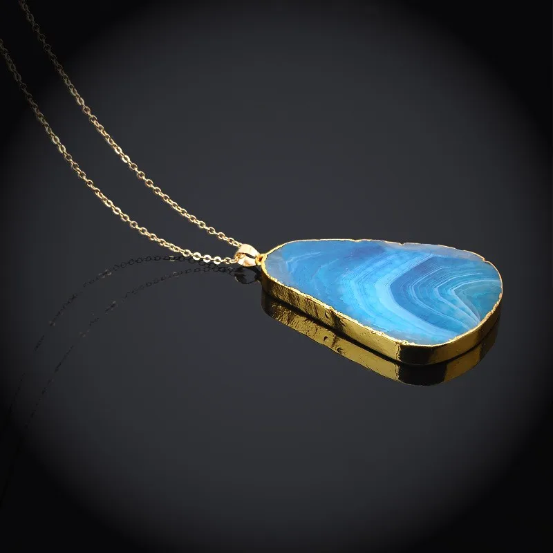 Natural Stone Craft Crystal Pendant Cutting Lines Flat Big Stones