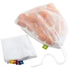 Eco friendly drawstring 100% rpet mesh bag,mesh RPET produce bags for shopping