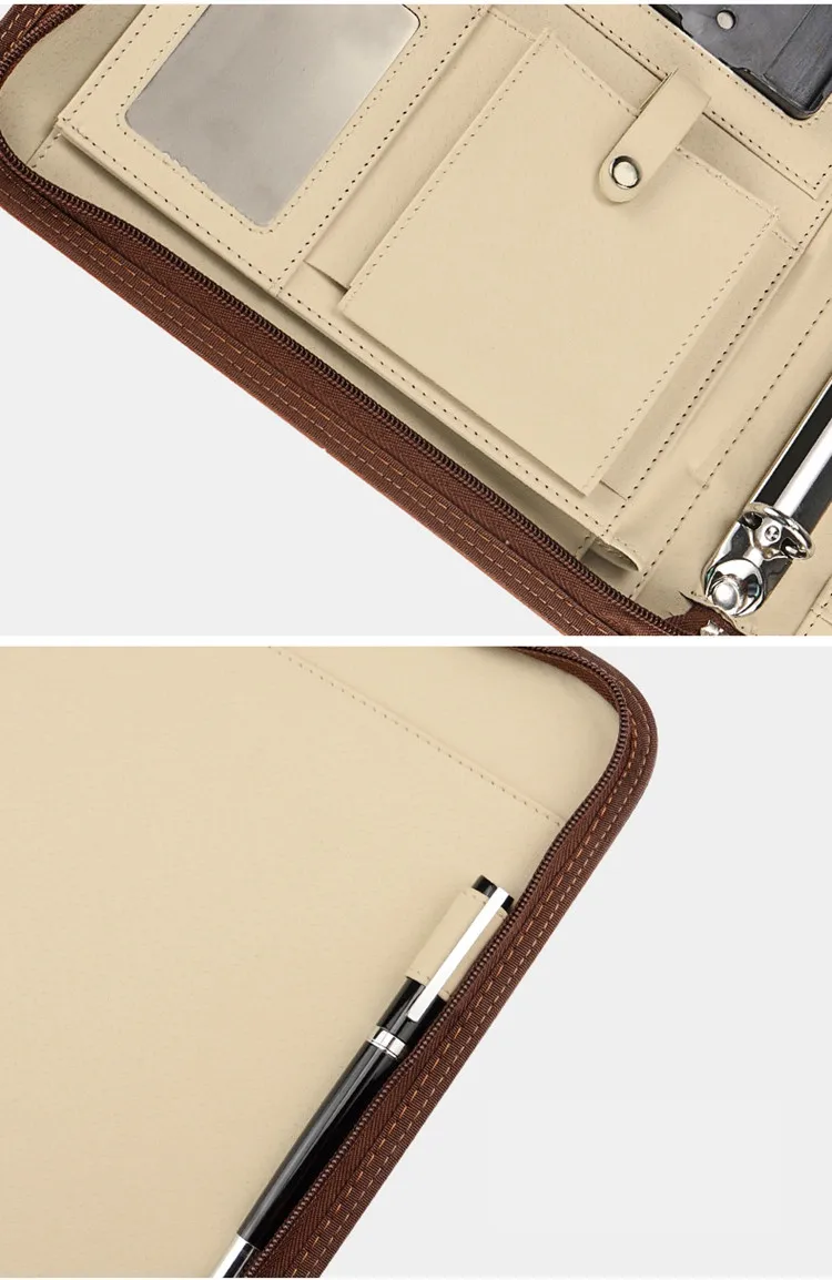 A4 Multi-functional Folder Zipper Bag Business Manager Contract Clip ...