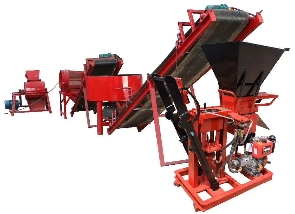 1-25 small scale manual diesel type compressed earth clay interlocking brick block machine for making brick ecological