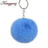 Cheap Custom Women Car Bag Key Ring Hairy Pom Pom Ball Key Ring Artificial Metal Mobile Phone Keychains