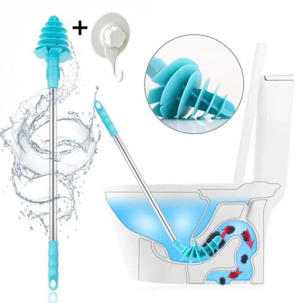 Doogy Winus Toilet Plunger, Piston Clog Remover Toilet Dredge Designed for Siphon-Type, Power Cleaned Toilet Pipe Stainless steel Handle with Wall Hook Bathroom Plunger Flexible