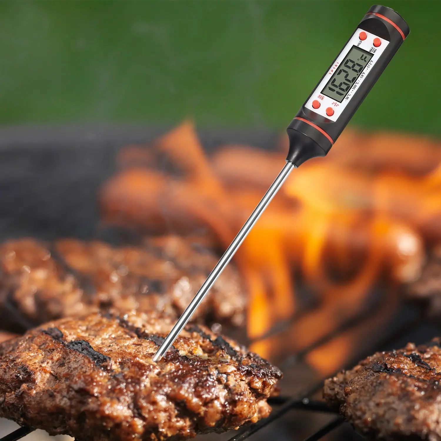 Digital Food Cooking Barbecue Meat Thermometer with Collapsible Internal Probe