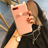 Tuerdan soft TPU Case PC + Silicone Shockproof sweet cat 3D cover Case with Long Strap Rope for iPhone X
