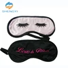 Fashion oem private label best custom cute satin cotton travel sleep black eye mask for sleeping with logo
