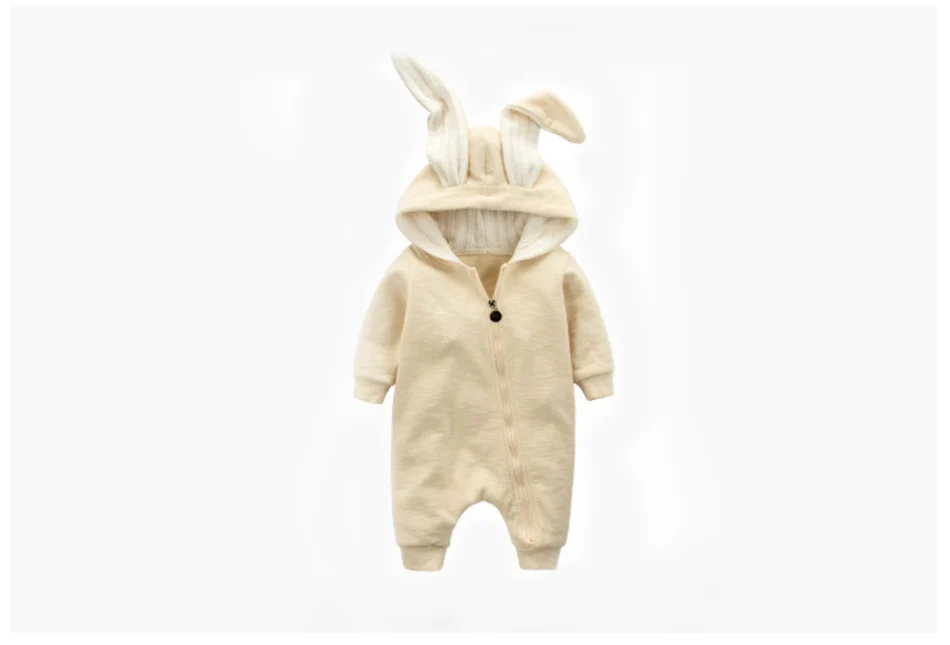 Hot Autumn baby outfit cartton rabbit ears hooded cute romper one-piece playsuit 