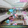Customize shopping mall atrium spring 60cm 80cm 100cm 120cm giant hanging straw hat with flower decoration