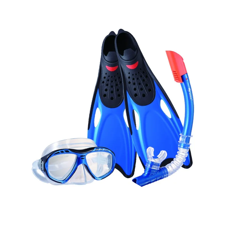 New design arrival pc lens Diving Mask,easy breath Snorkel and high quality Fins set