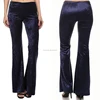 China Clothing Manufacturer Women Black Velvet Flare Pants High Waist Ladies Tight Pants With Wide Legging Designs
