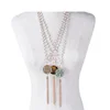 Wholesale Monogram Personalized Decorative Women's Long Layering Tassel Blank Glitter Necklace
