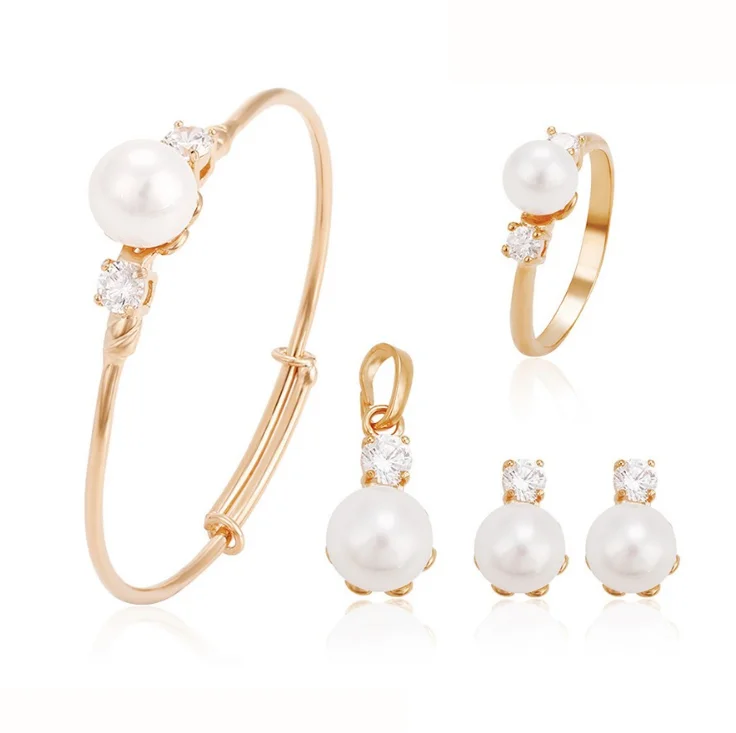 64239 cheap kids jewellery, 18k gold pearl jewelry sets for kids