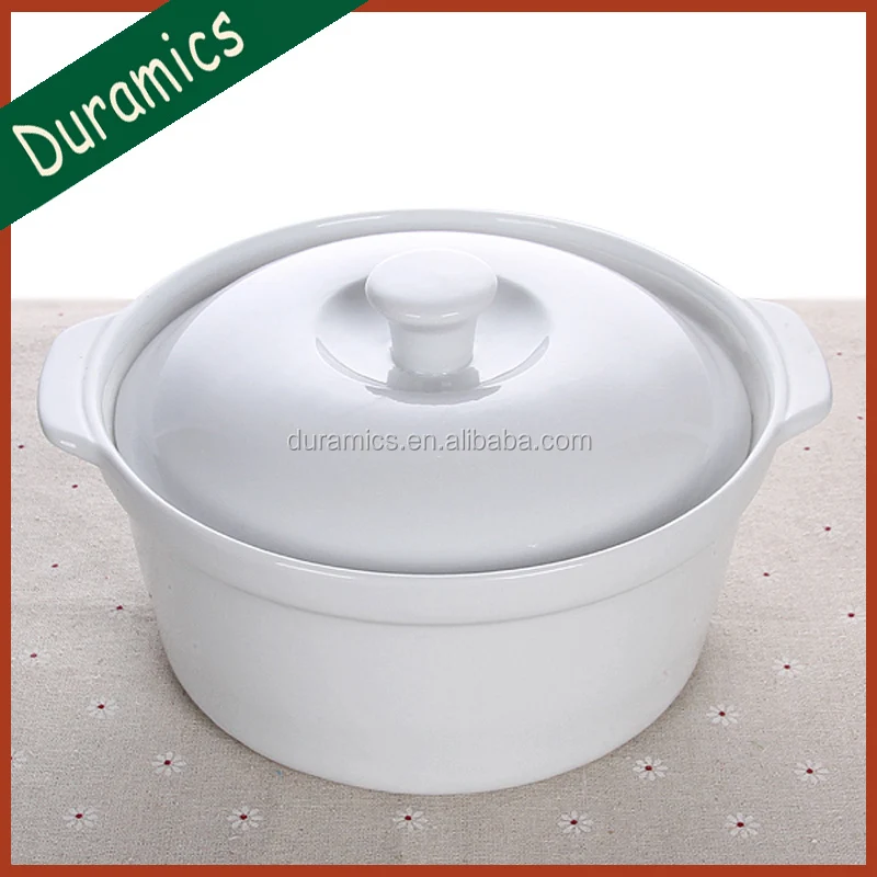 White Ceramic Round Cookware Casserole With Lid Buy Ceramic Cookware