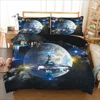 Outer Space Duvet Cover 100% Polyester American Style Bedding Set Bed Cover 3pcs Star Fight Spacecraft Quilt Cover Set