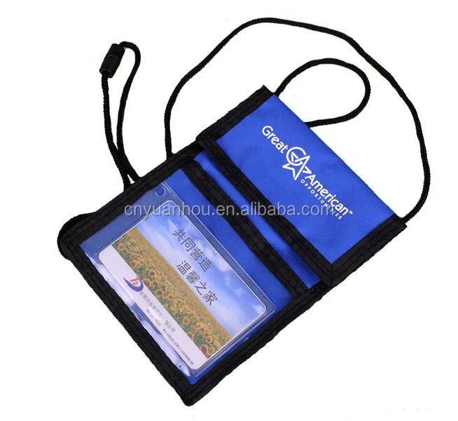 Fashion Business Card Hanging Passport Holder With Lanyard Security