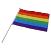 Custom 100d polyester fabric digital printing gay pride colorful hand rainbow flag