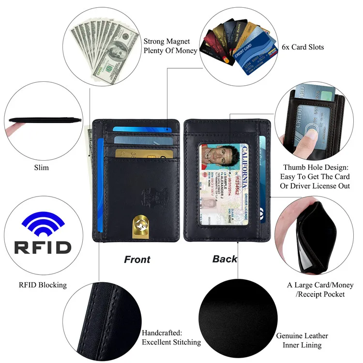 Rfid Blocking Credit Card Holder Leather Slim Wallet - Buy Slim Wallet ...