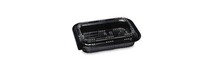 Harvest J-85 Rectangular Disposable Black Plastic Sushi To Go Box