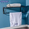 NHTR-2 Handmade Hanging Towel shelf solid oak with hammered metal