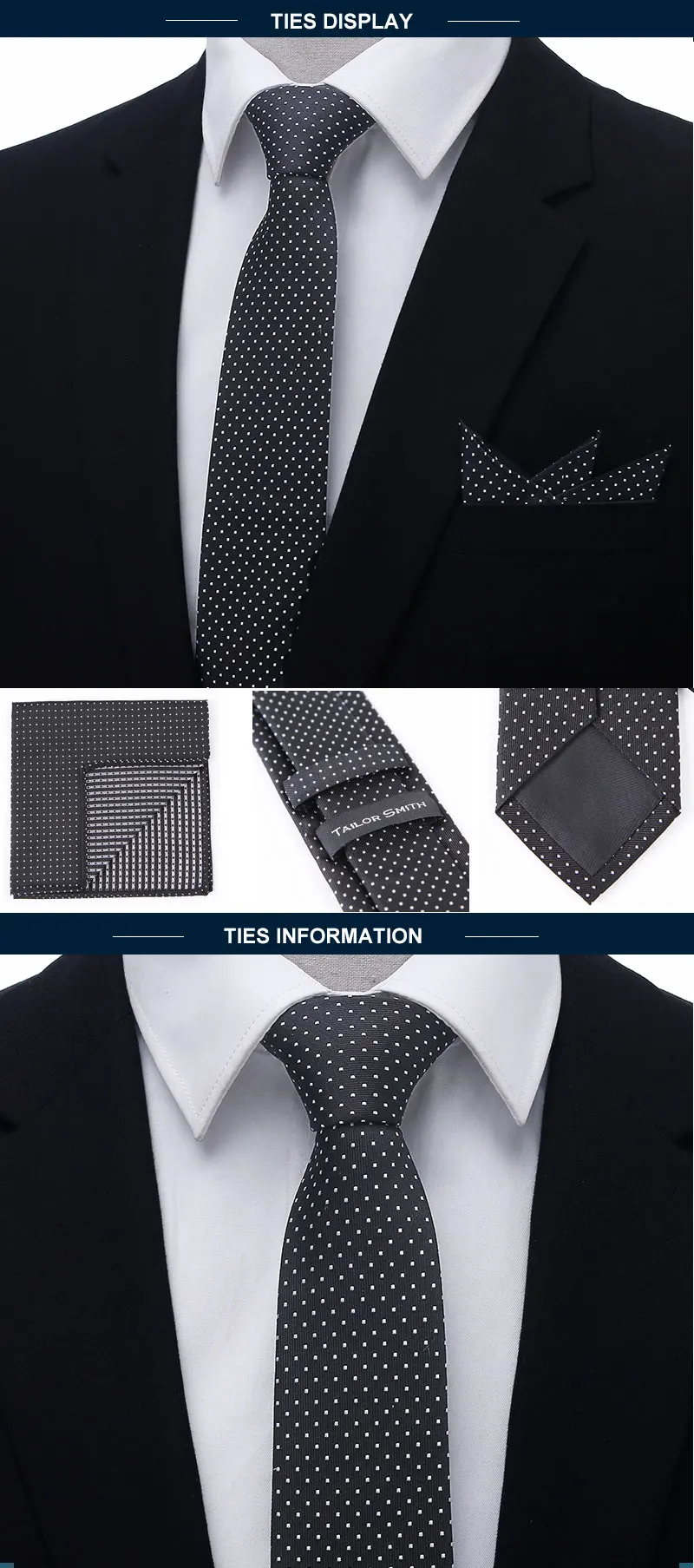 Tie Neck tie with Handkerchief Black